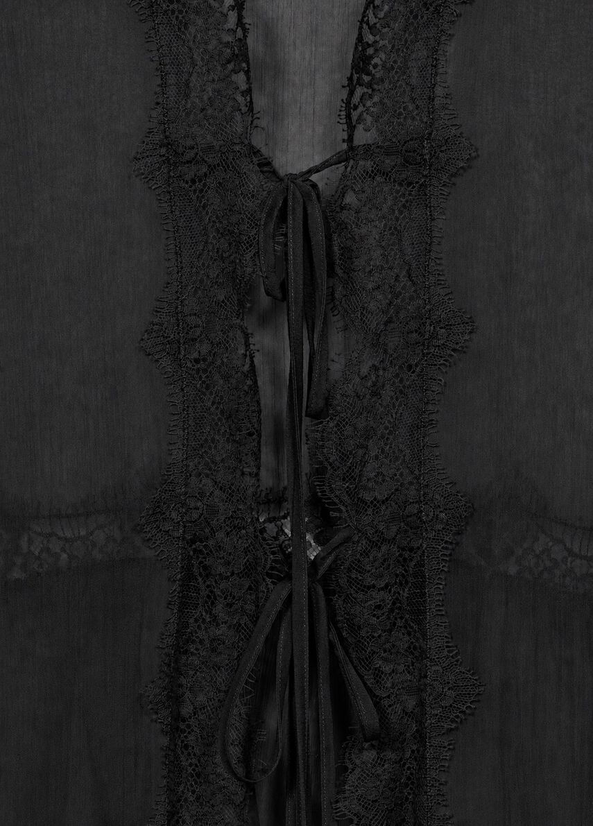 Crepe de chine and lace asymmetrical shirt - Blumarine